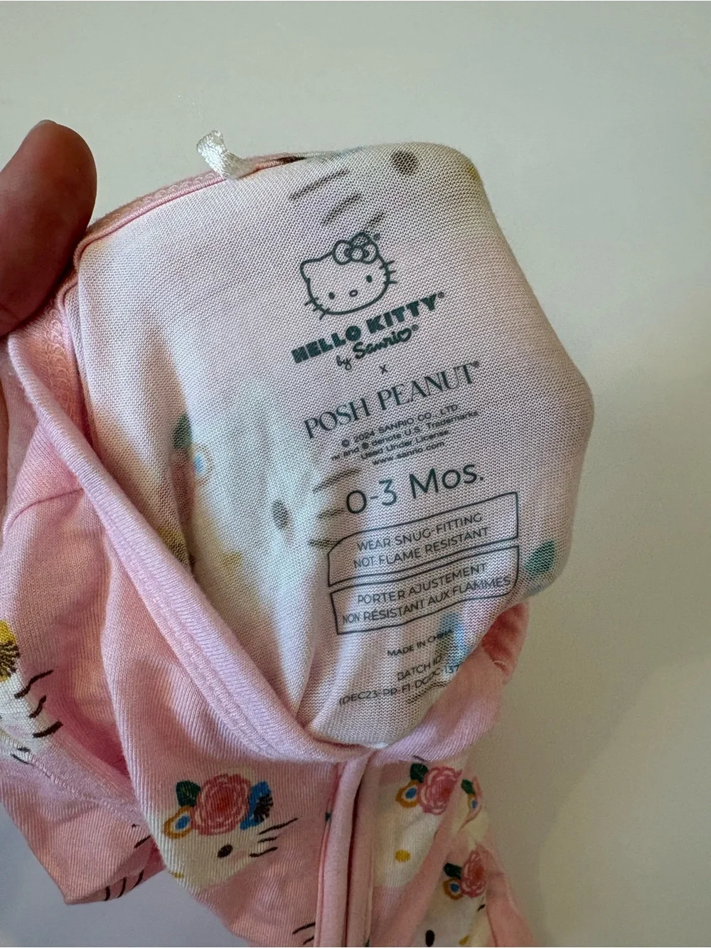 Posh Peanut x Hello Kitty Pink Zippy Footed One-Piece 0-3Months